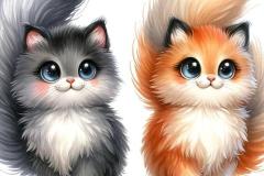 Ảnh 2 con mèo đôi chibi anime cực đáng yêu