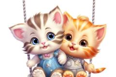 Ảnh 2 con mèo đôi chibi anime cực đáng yêu