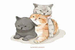 Ảnh 3 con mèo chibi cute