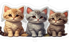 Ảnh 3 con mèo chibi cute