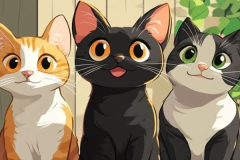 Ảnh 3 con mèo chibi cute