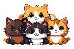 Ảnh 4 con mèo chibi anime cực đáng yêu