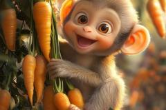 Ảnh con khỉ cute nét vẽ chibi, anime cực đáng yêu