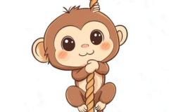 Ảnh con khỉ cute nét vẽ chibi, anime cực đáng yêu