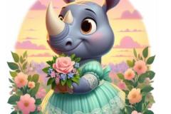 Hình vẽ con tê giác chibi cute