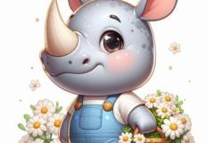 Hình vẽ con tê giác chibi cute