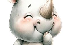 Hình vẽ con tê giác chibi cute
