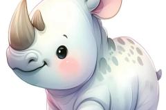 Hình vẽ con tê giác chibi cute
