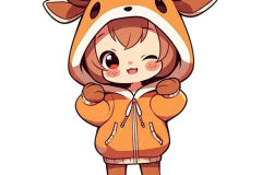 hình cô gái chibi mặc áo mũ hươu 