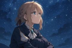 hình cô gái ngắm trăng anime