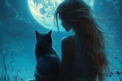 hình cô gái ngắm trăng lòng nặng trĩu tâm sự