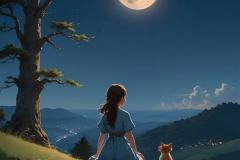 hình ảnh cô gái ngắm trăng thơ mộng