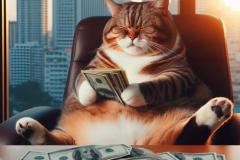 Ảnh mèo cầm tiền meme ngầu bá cháy