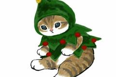 Ảnh mèo giáng sinh chibi đáng yêu