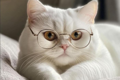 Ảnh mèo trắng cute đeo kính