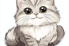 Ảnh mèo xám chibi anime cute
