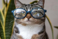 Ảnh mèo xám đeo kính cute