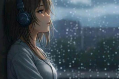 ảnh cô gái mệt mỏi anime bên cửa sổ