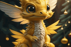Ảnh con rồng vàng 3d đáng yêu hút hồn
