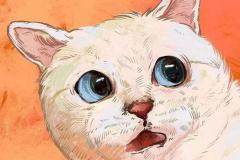 Ảnh vẽ mèo cute đáng yêu