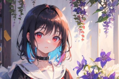 ảnh gái xinh tóc ngắn anime mắt đỏ