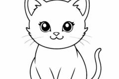 Hình tô màu con mèo chibi đơn giản cho bé