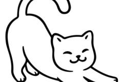 Hình tô màu con mèo chibi đơn giản cho bé