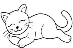 Hình tô màu con mèo chibi đơn giản cho bé