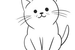 Hình tô màu con mèo chibi đơn giản cho bé