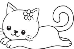 Hình tô màu con mèo chibi đơn giản cho bé