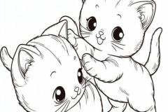 Hình tô màu con mèo tinh nghịch đáng yêu