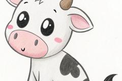 Hình vẽ con bò chibi đáng yêu đơn giản