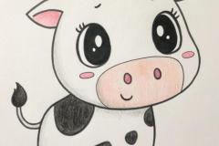 Hình vẽ con bò chibi đáng yêu đơn giản