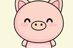Tranh vẽ con heo chibi cute đơn giản dễ vẽ cho bé yêu