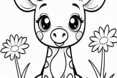 Hình vẽ, tranh tô màu con hươu đơn giản cute