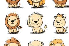 Hình vẽ con sư tử chibi đáng yêu xỉu