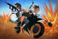 Ảnh cặp PUBG chạy xe mô tô cùng vượt vòng vây

