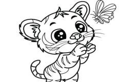 Tranh tô màu con hổ chibi cute