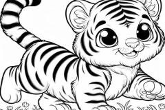 Tranh tô màu con hổ chibi cute