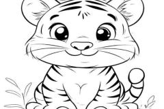 Tranh tô màu con hổ chibi cute