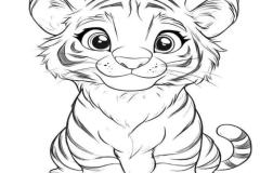 Tranh tô màu con hổ chibi cute
