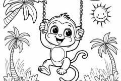 Hình ảnh tranh tô màu con khỉ cute