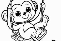 Hình ảnh tranh tô màu con khỉ cute
