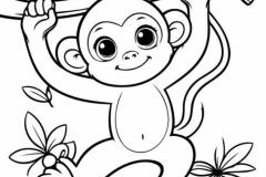 Hình ảnh tranh tô màu con khỉ cute