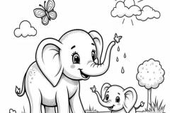 Tranh tô màu con voi nâng cao đáng yêu xỉu