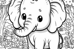 Tranh tô màu con voi nâng cao đáng yêu xỉu
