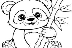 Tranh gấu trúc cho bé tô màu cute