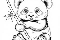 Tranh gấu trúc cho bé tô màu cute