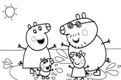 Tranh tô màu gia đình heo peppa đáng yêu xỉu