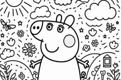 Tranh tô màu heo peppa nâng cao dễ thương 